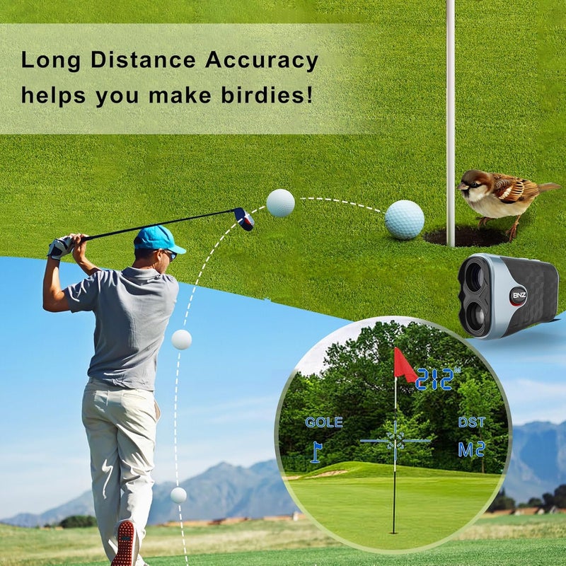 BNZ High Precision Range Finder Golf with Slope Switch for Golf Tournament,Quick,1200 Yards, Flag Pole Locking Vibration,Rechargeable Range Finders with Magnet Stripe,Easy to Use - Image 2